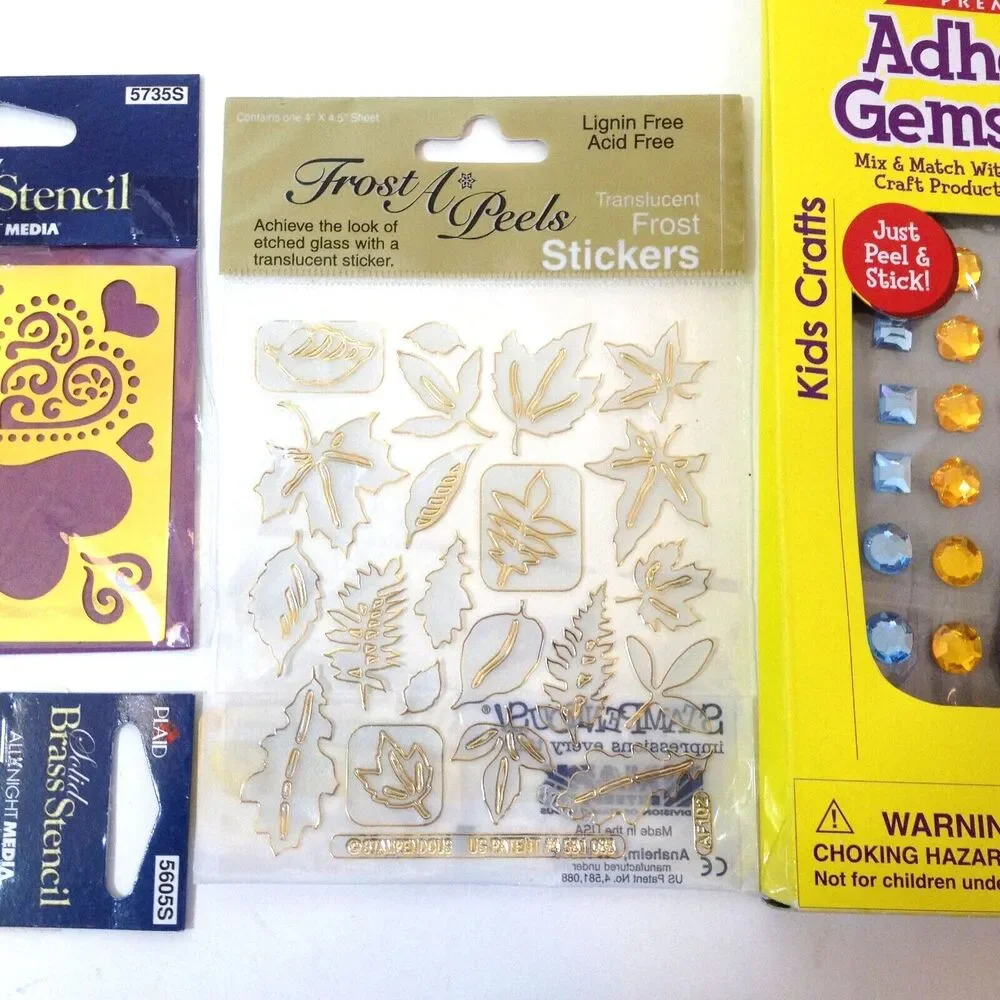 Kids Crafts Stickers Gemstones & Leaves Heart Stencils Disney Pad lot of 5